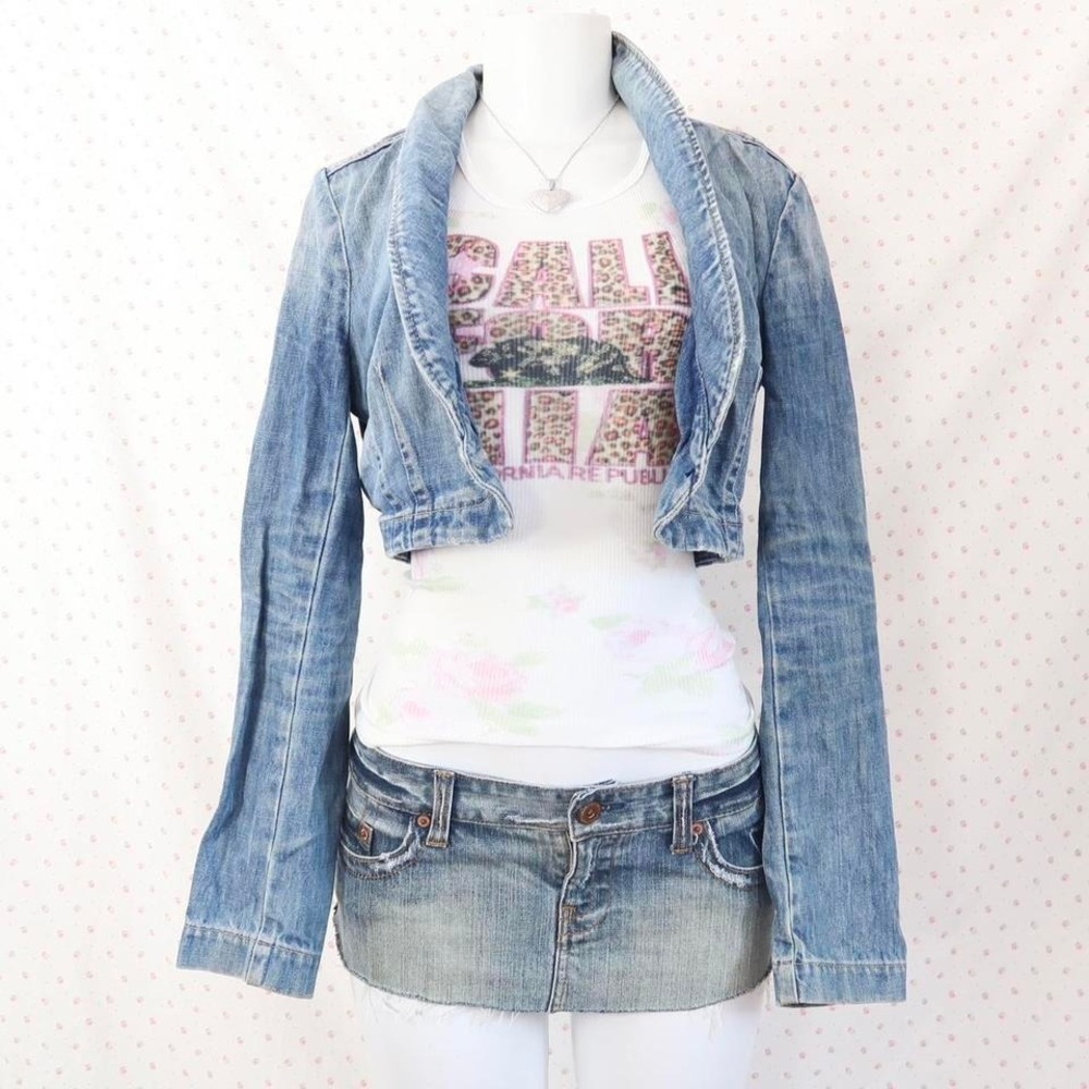 guess cropped denim shrug jacket